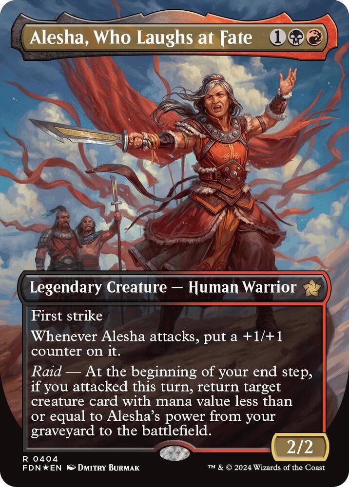 Alesha, Who Laughs at Fate (Borderless) (Mana Foil) - Foundations (FDN)
