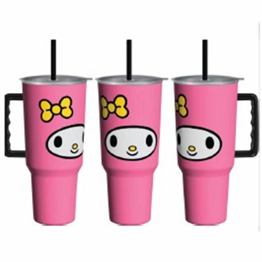 SANRIO MY MELODY 40 OZ STAINLESS STEEL TUMBLER w/ STRAW & HANDLE