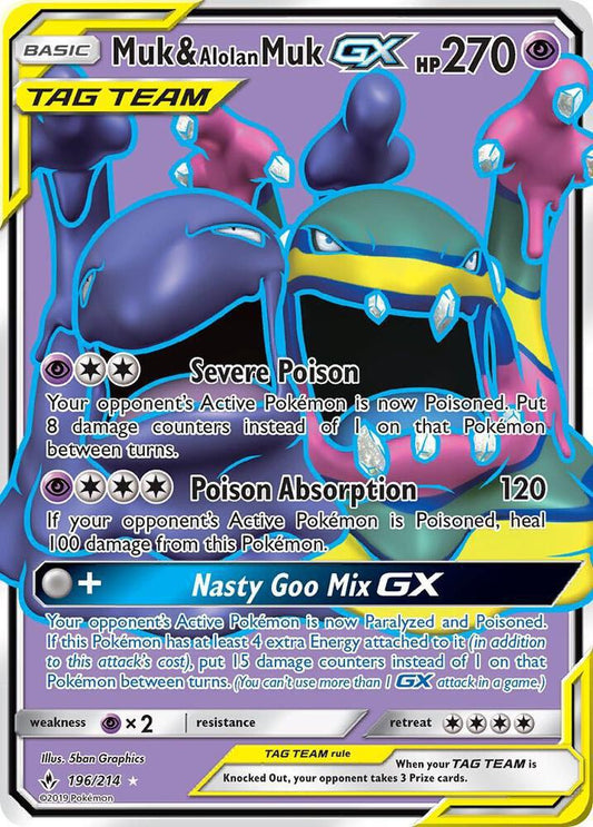 Muk & Alolan Muk GX (196) (Full Art) - SM - Unbroken Bonds (SM10)