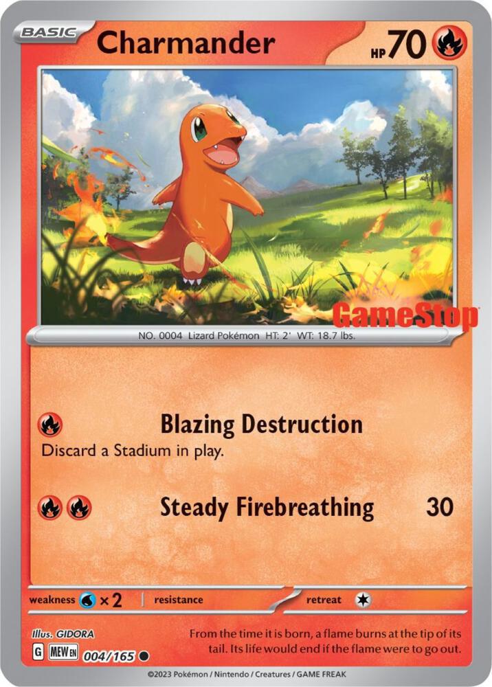 Charmander - 004/165 (GameStop Exclusive) - Miscellaneous Cards & Products (MCAP)(Reverse Holo)